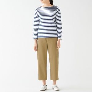 Muji Organic Cotton Wide Leg High Rise Crop Chino